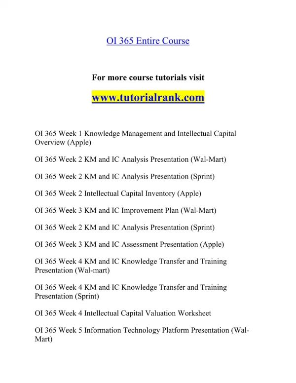 OI 365 Effective Communication - tutorialrank.com