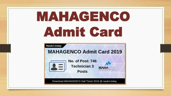 Download MAHAGENCO Admit Card 2019 For Technician Grade 3