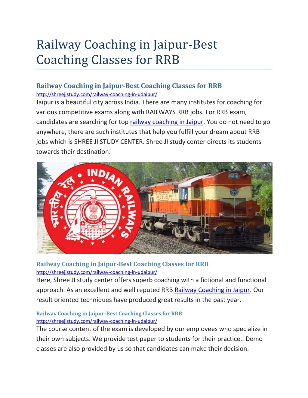 railway coaching in jaipur best coaching classes