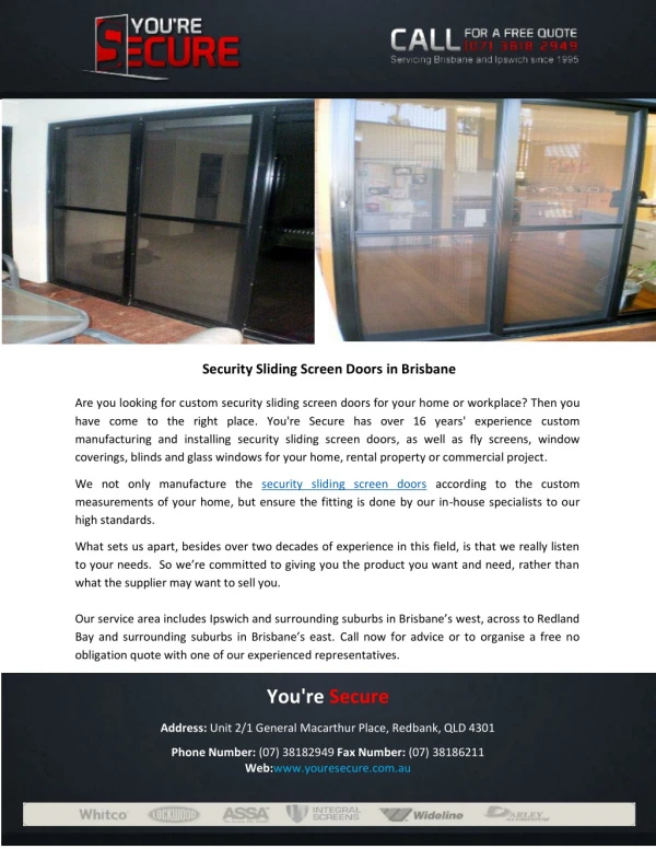 Security Sliding Screen Doors in Brisbane