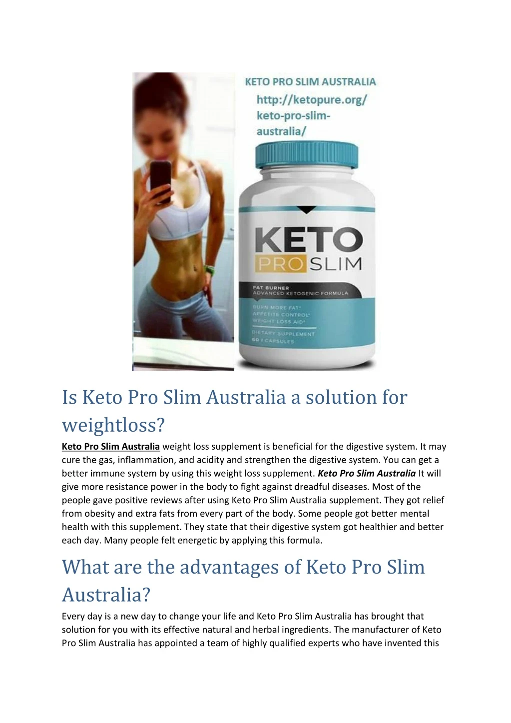 is keto pro slim australia a solution