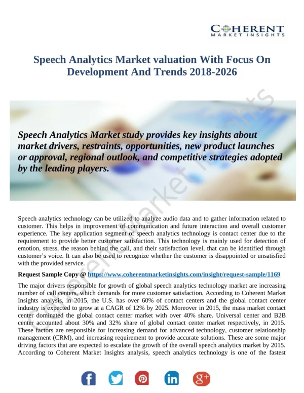 Speech Analytics Market Size, Product Type, Top Manufacturers, Production, Revenue, Share & Forecast