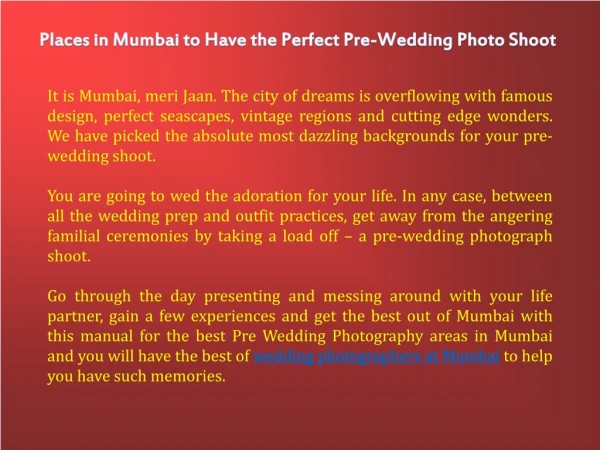 Places in Mumbai to have the perfect pre-wedding photo shoot