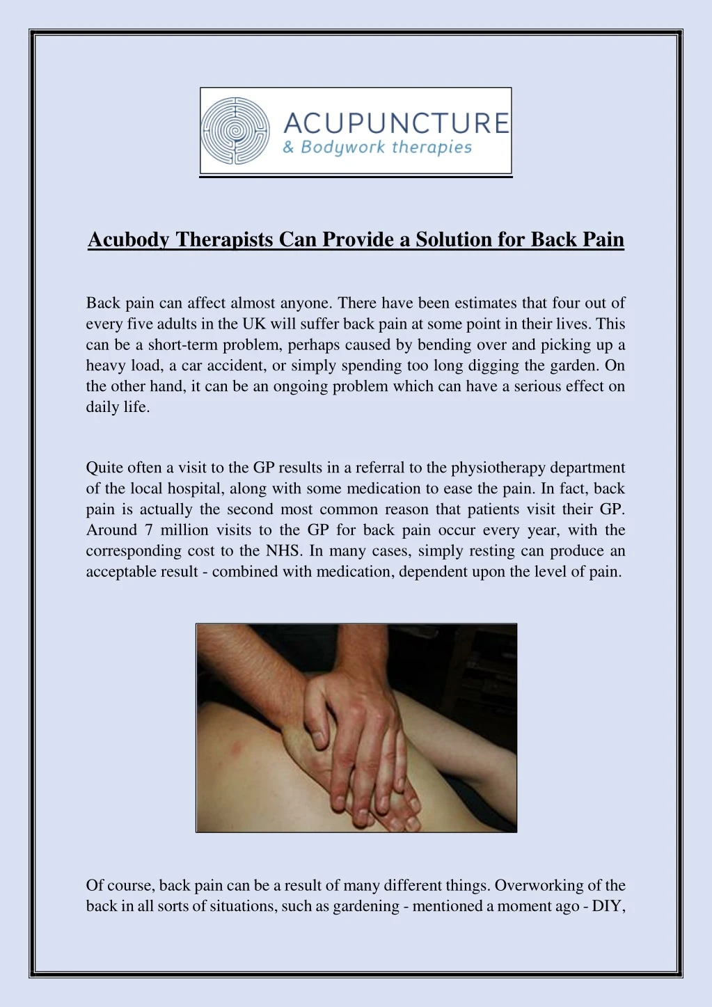 acubody therapists can provide a solution