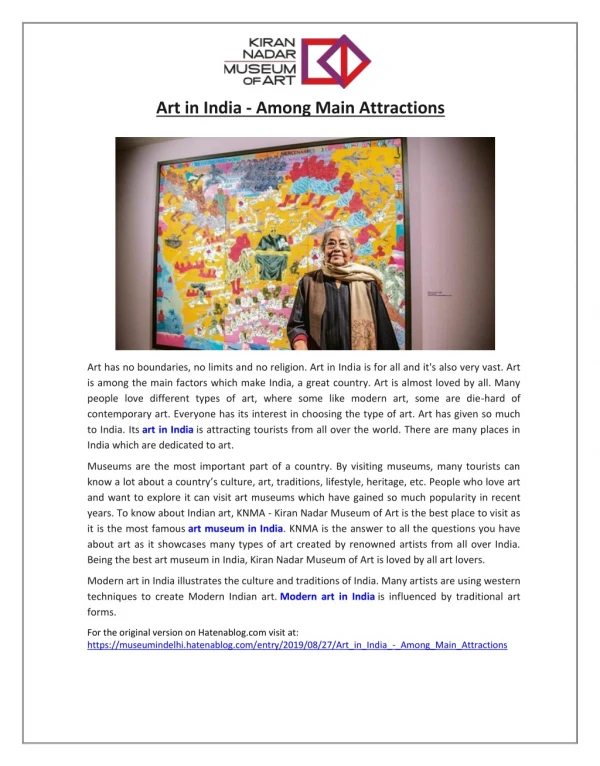 Art in India - Among Main Attractions