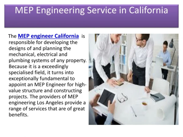MEP Engineering Service in California