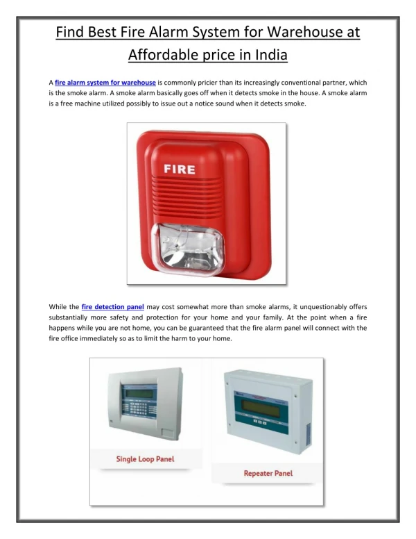 Find Best Fire Alarm System for Warehouse at Affordable Price in India
