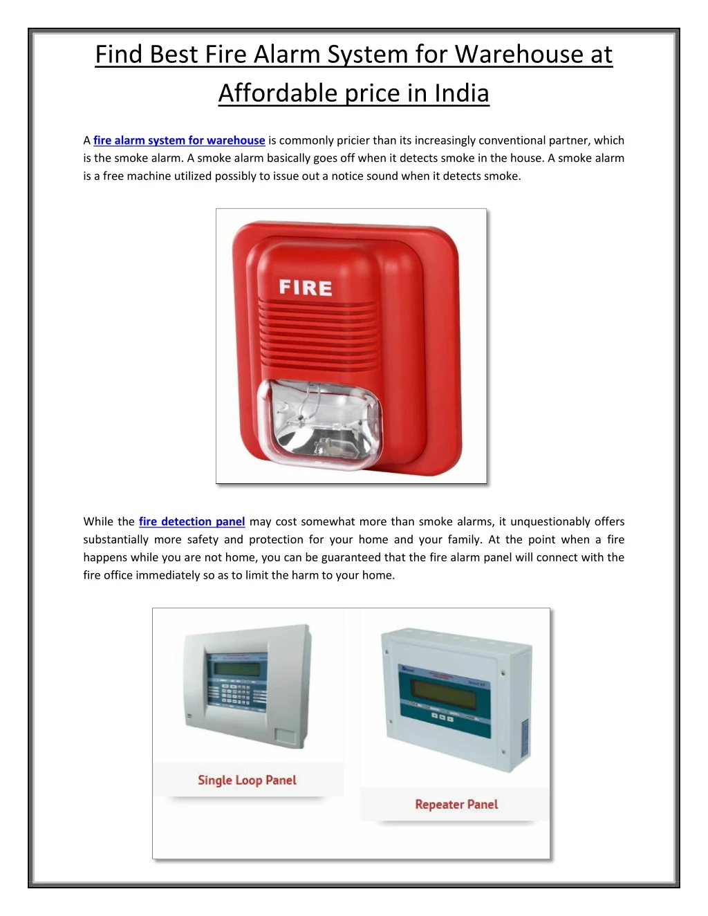 find best fire alarm system for warehouse