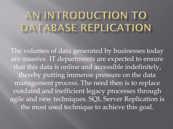 Database replication SQL server