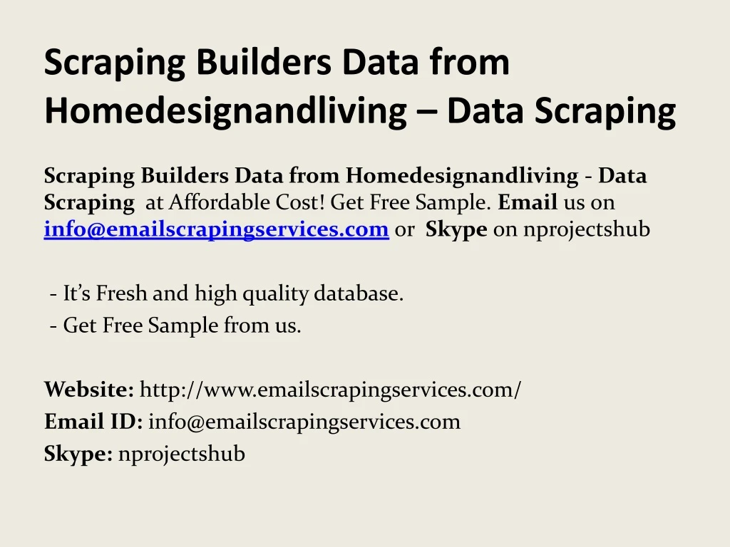 scraping builders data from homedesignandliving data scraping