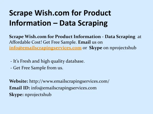 Scrape Wish.com for Product Information