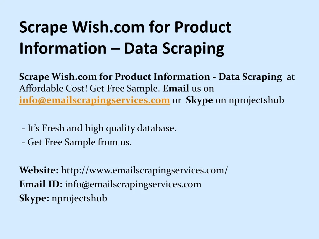 scrape wish com for product information data scraping