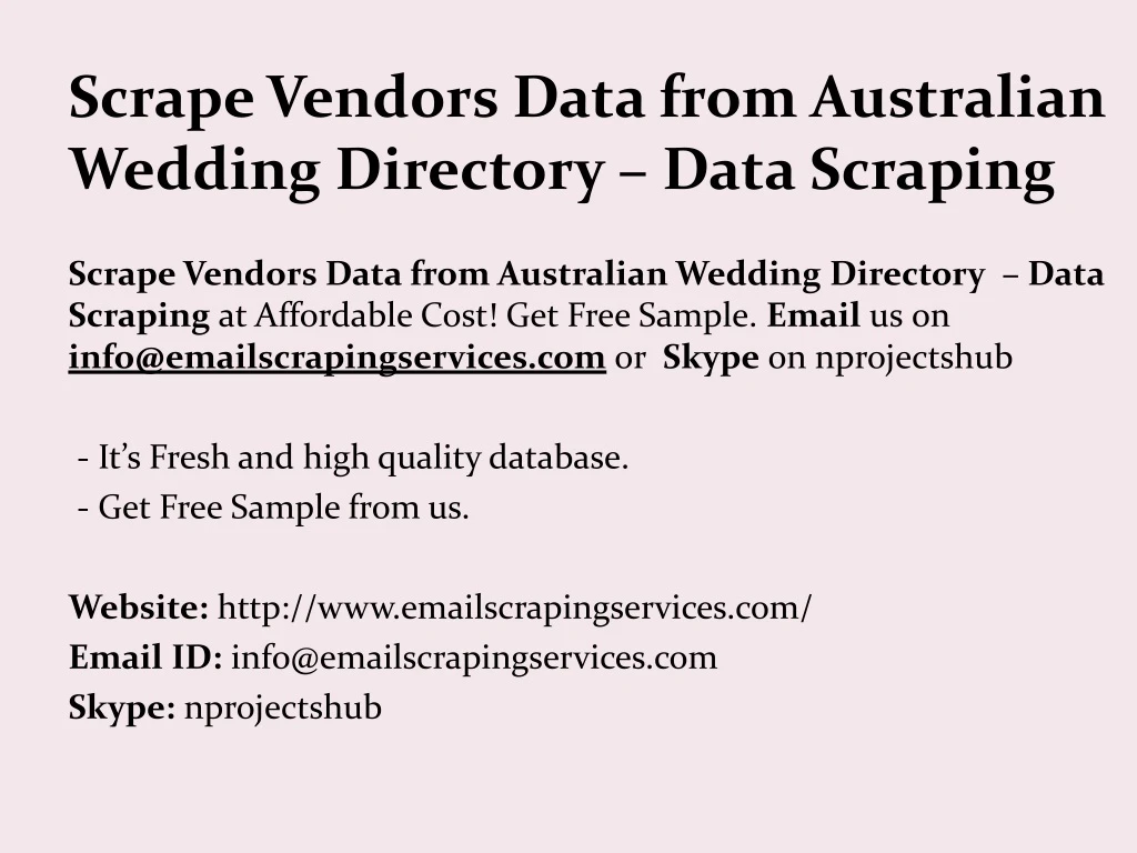 scrape vendors data from australian wedding directory data scraping