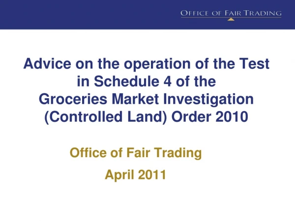 Office of Fair Trading April 2011