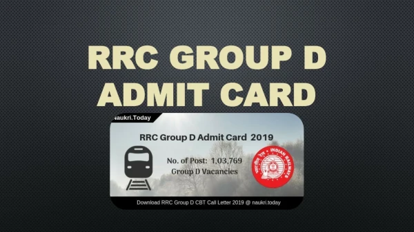 RRC Group D Admit Card 2019 Download For Group D Examination