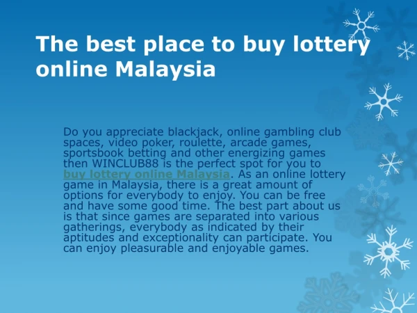 buy lottery online Malaysia