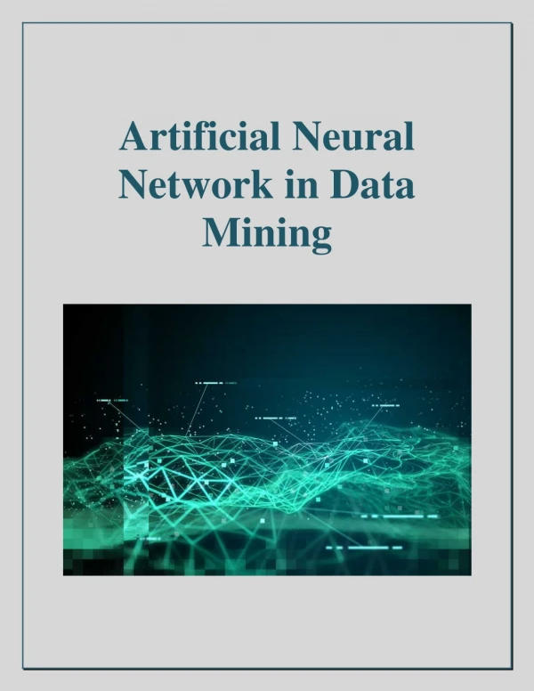 Artificial Neural Network in Data Mining