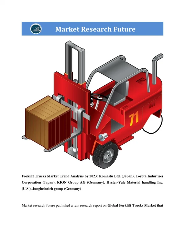 Global Forklift Trucks Market Research Report - Forecast to 2023