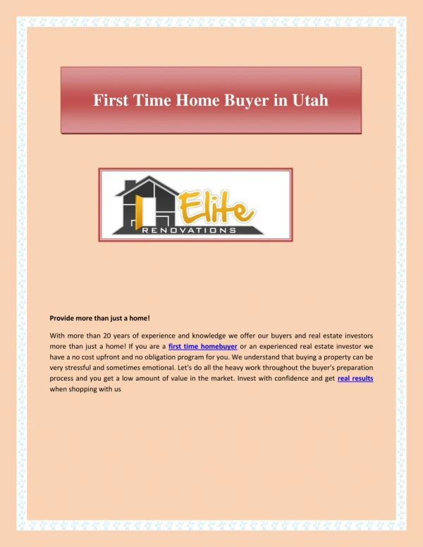 First time homebuyer in Utah