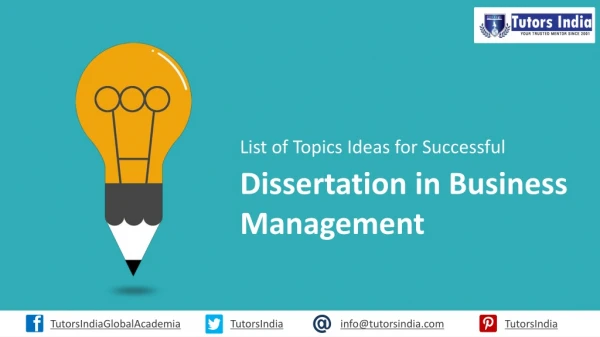 List of Topics Ideas for Successful Dissertation in Business Management
