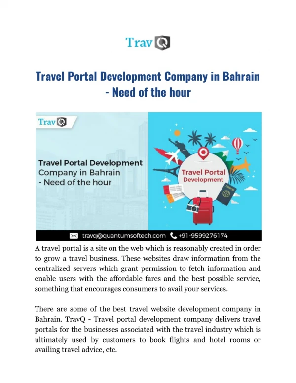 Travel Portal Development Company in Bahrain - Need of the hour