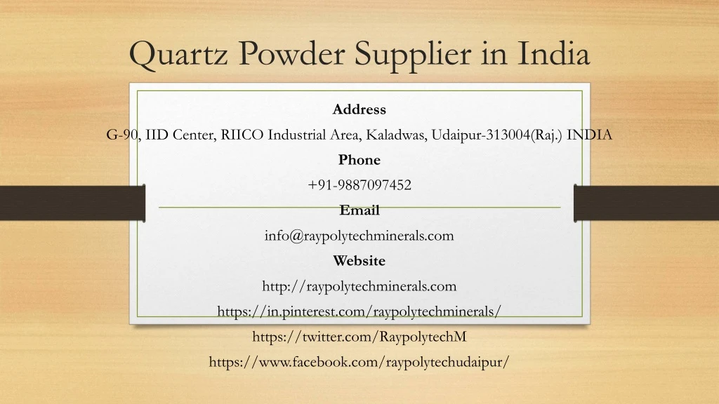 quartz powder supplier in india