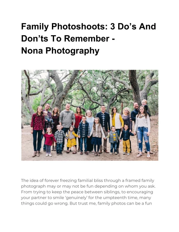Family Photoshoots: 3 Do’s And Don’ts To Remember - Nona Photography