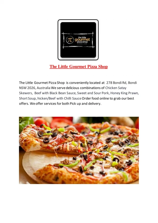 15% Off - The Little Gourmet Pizza Shop-Bondi - Order Food Online