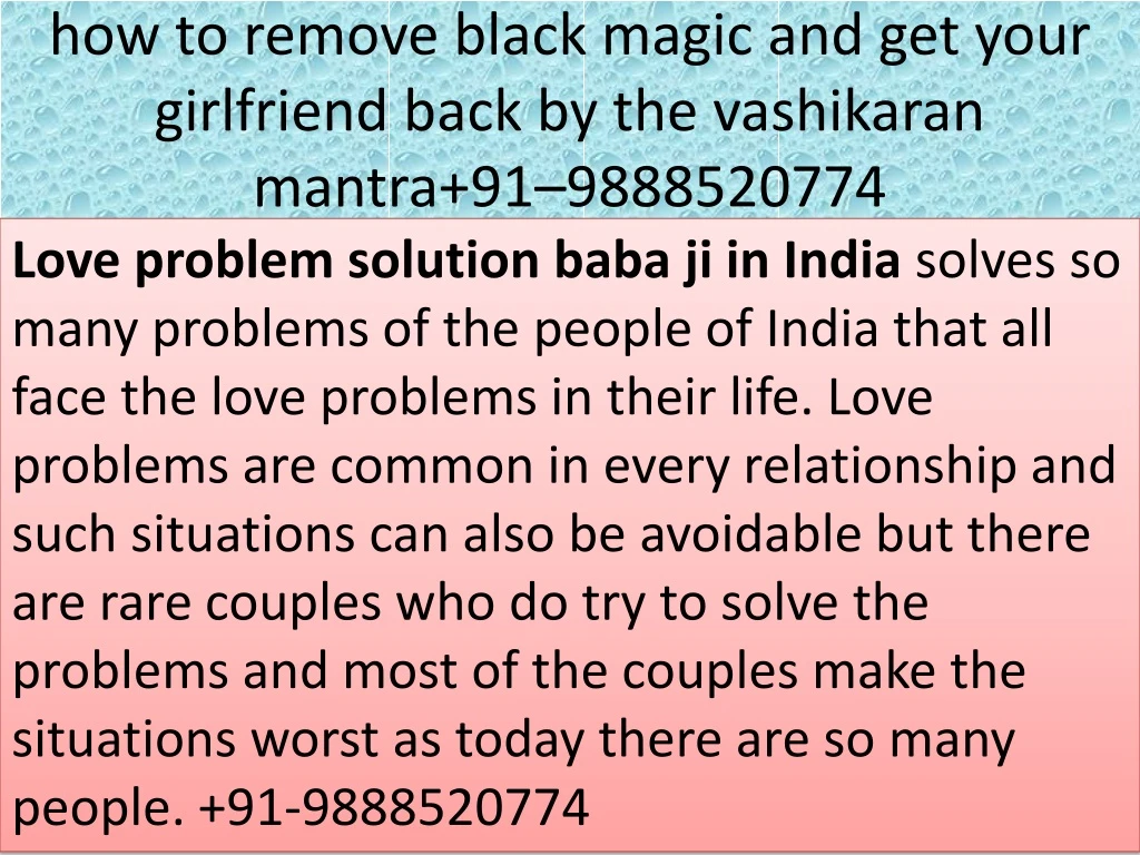 how to remove black magic and get your girlfriend back by the vashikaran mantra 91 9888520774