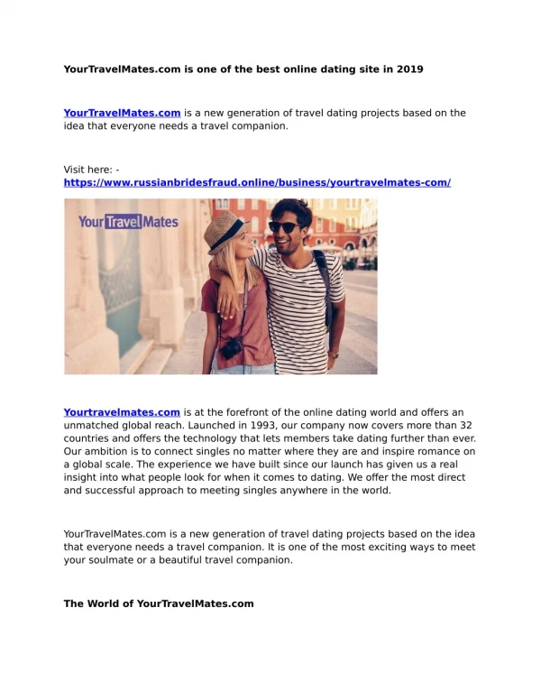 YourTravelMates.com is one of the best online dating site in 2019
