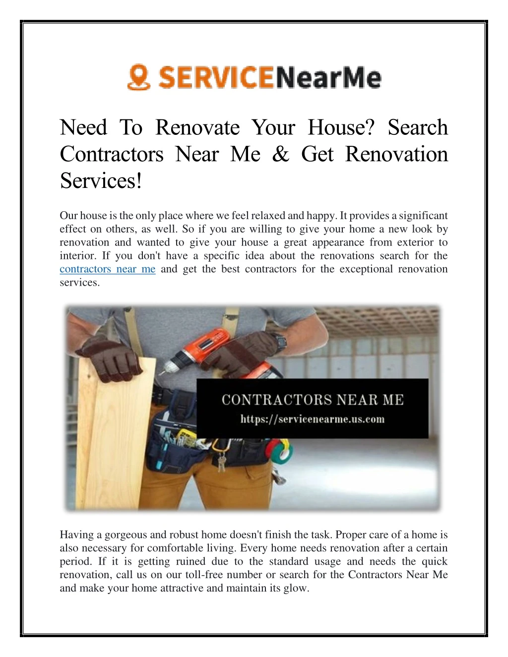need to renovate your house search contractors