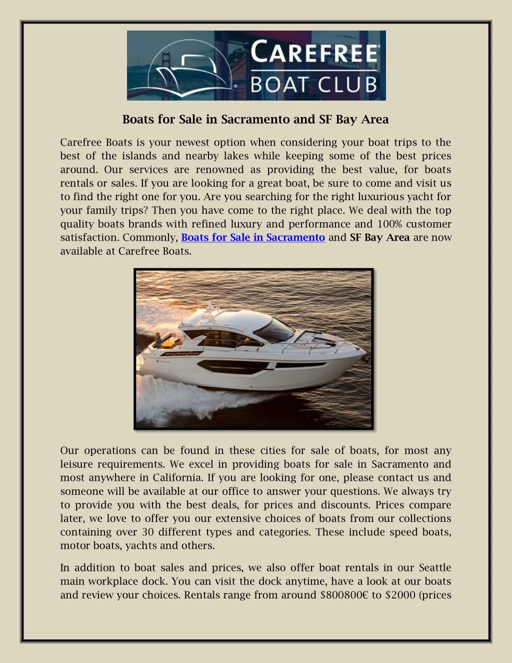 boats for sale in sacramento and sf bay area