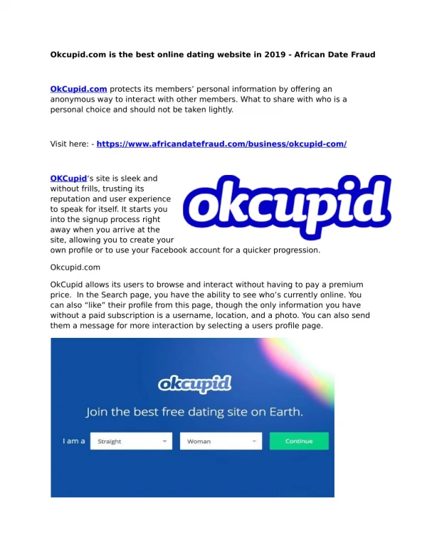 Okcupid.com is the best online dating website in 2019 - African Date Fraud