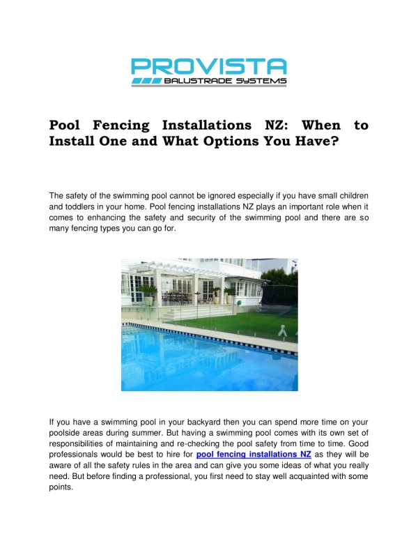 Pool Fencing Installations NZ: When to Install One and What Options You Have?