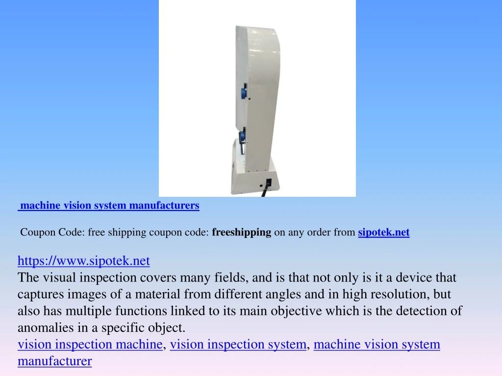 machine vision system manufacturers coupon code