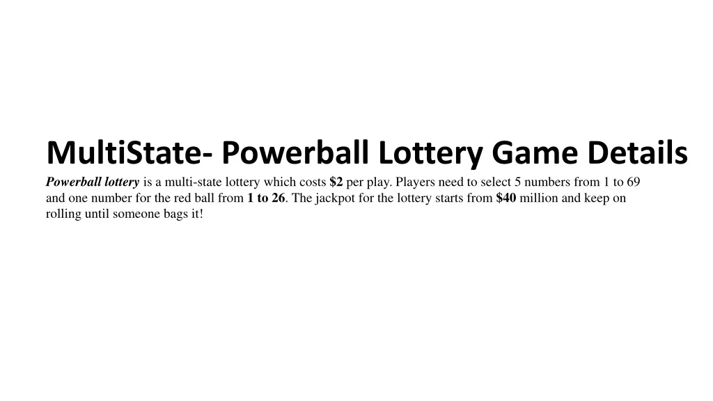 multistate powerball lottery game details