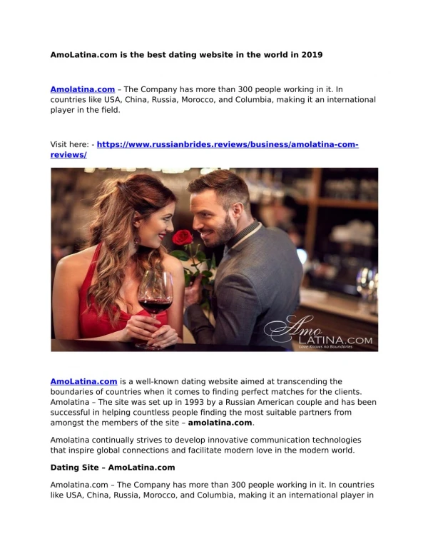 AmoLatina.com is the best dating website in the world in 2019