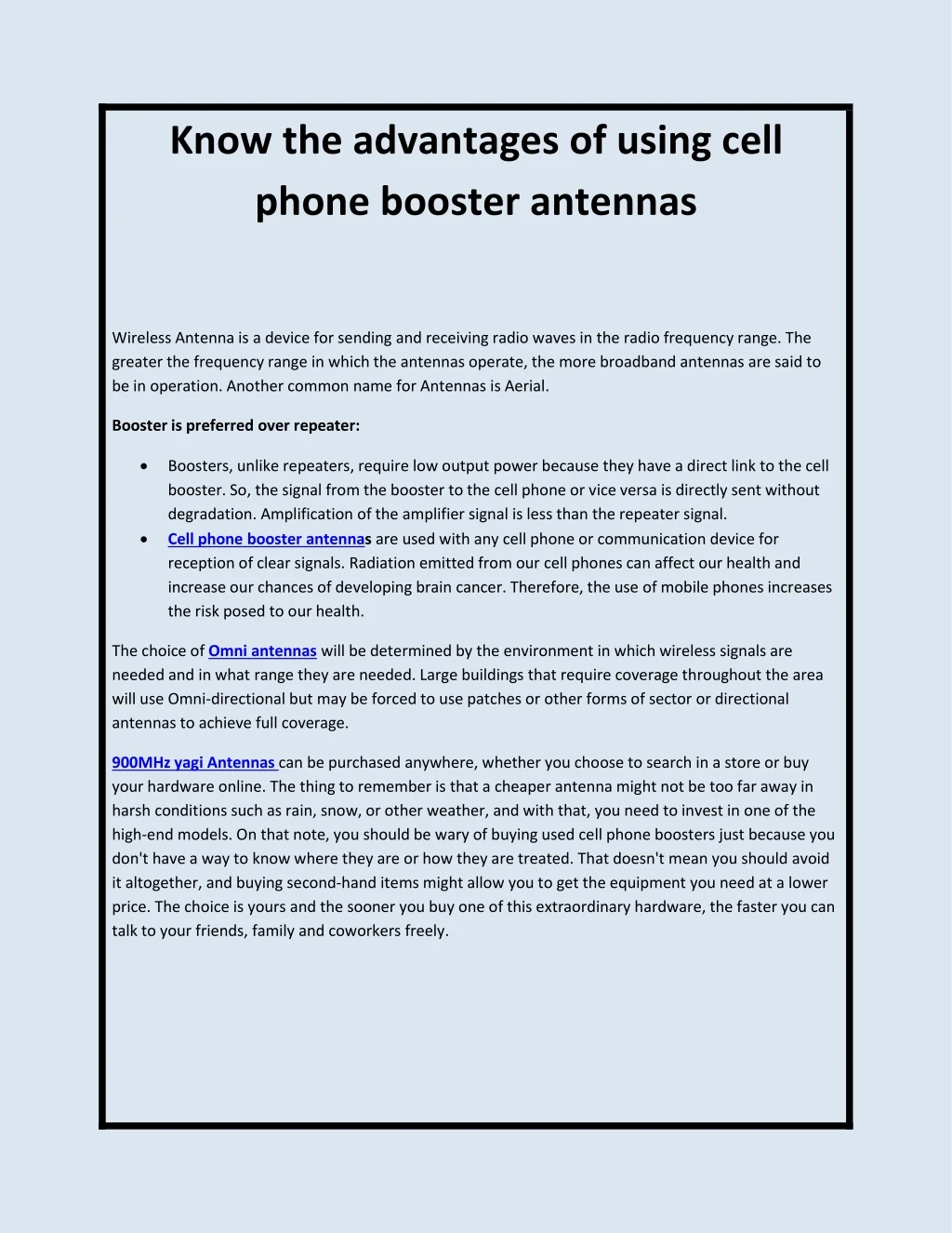 know the advantages of using cell phone booster