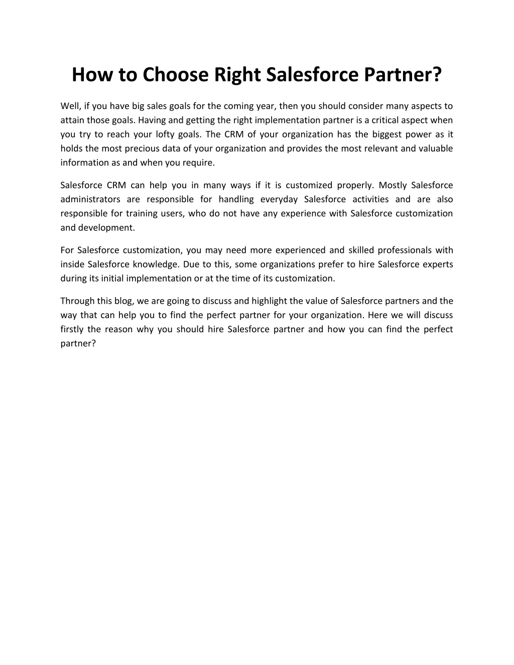 how to choose right salesforce partner