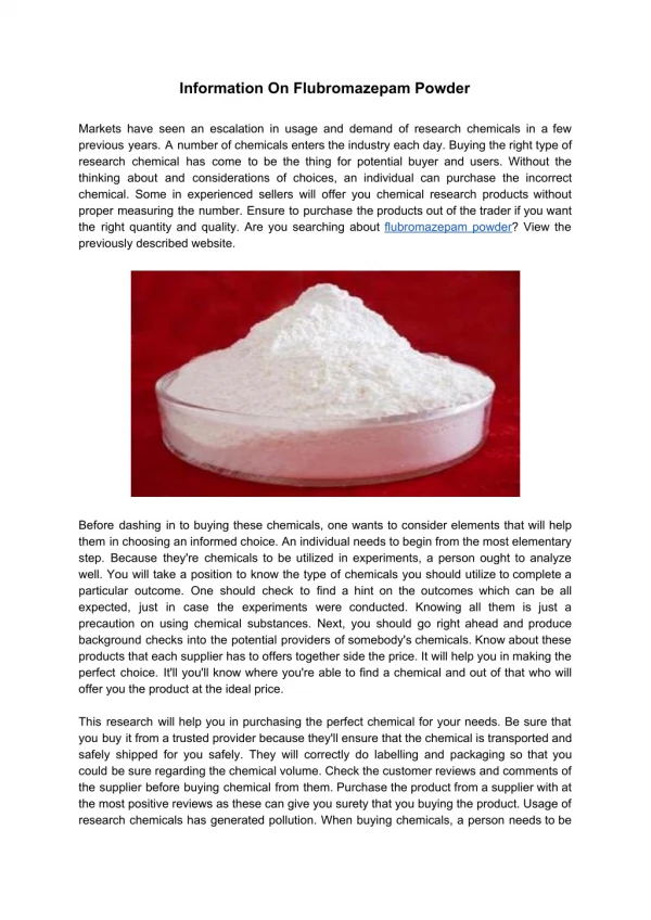 Information On Flubromazepam Powder