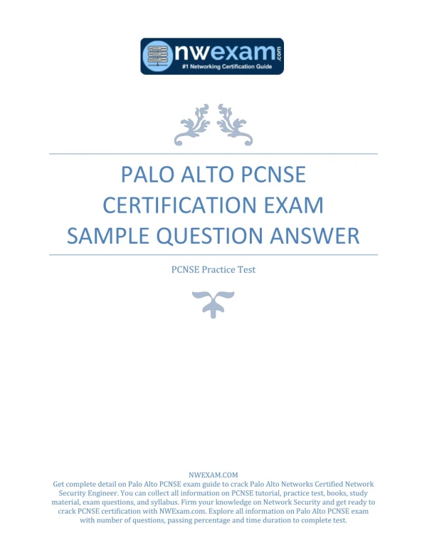 Palo Alto PCNSE Certification Exam- Sample Question