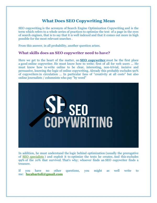 What Does SEO Copywriting Mean