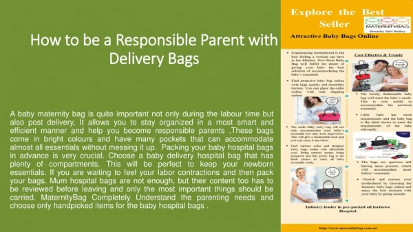 How to be a responsible parent with Delivery Bags