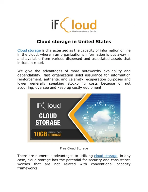 Cloud storage in United States