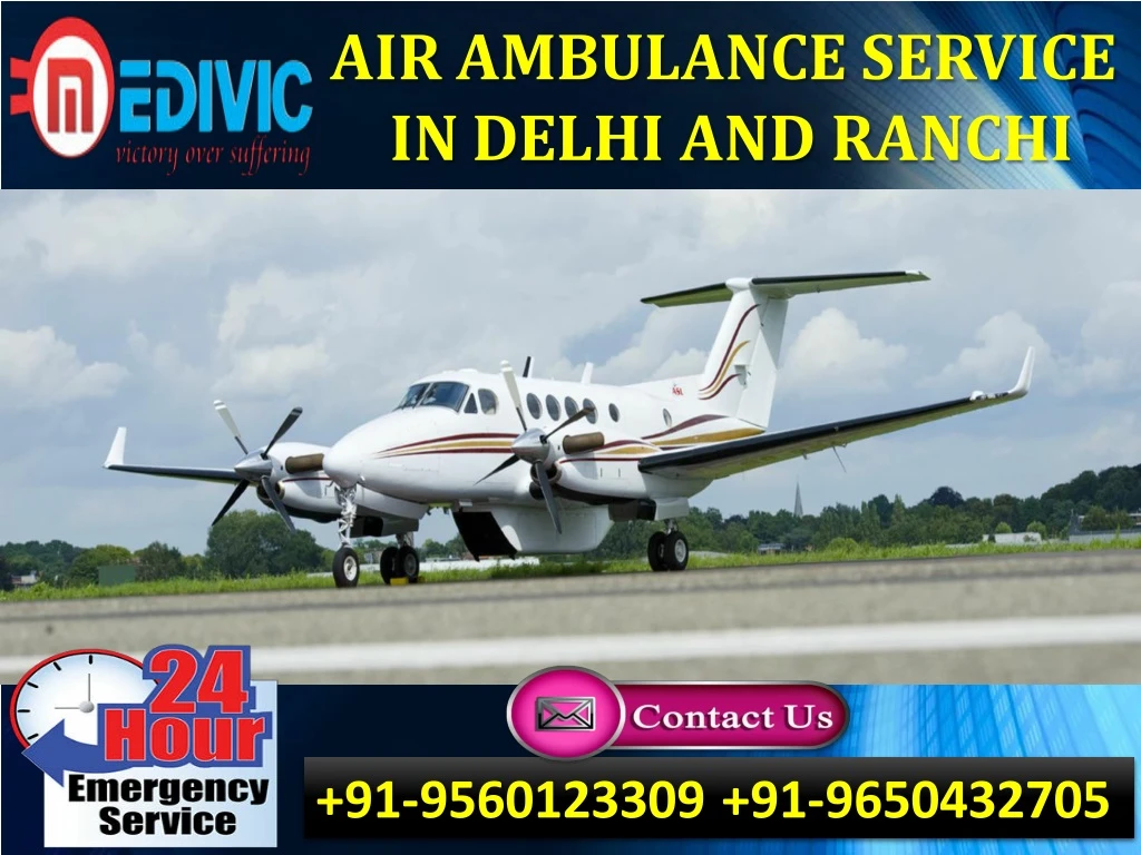 air ambulance service in delhi and ranchi