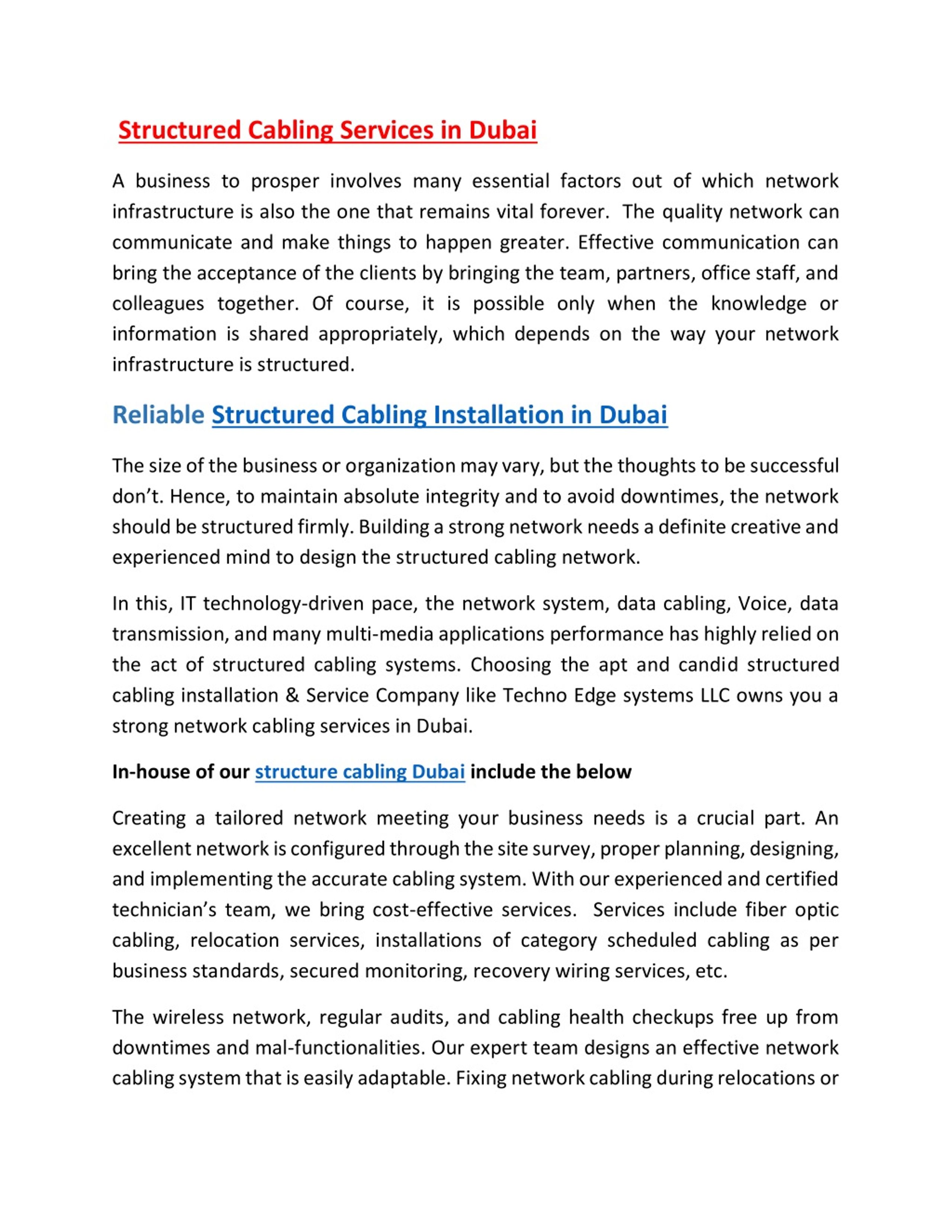 PPT - Structured Cabling Services in Dubai | Network Cabling Dubai ...