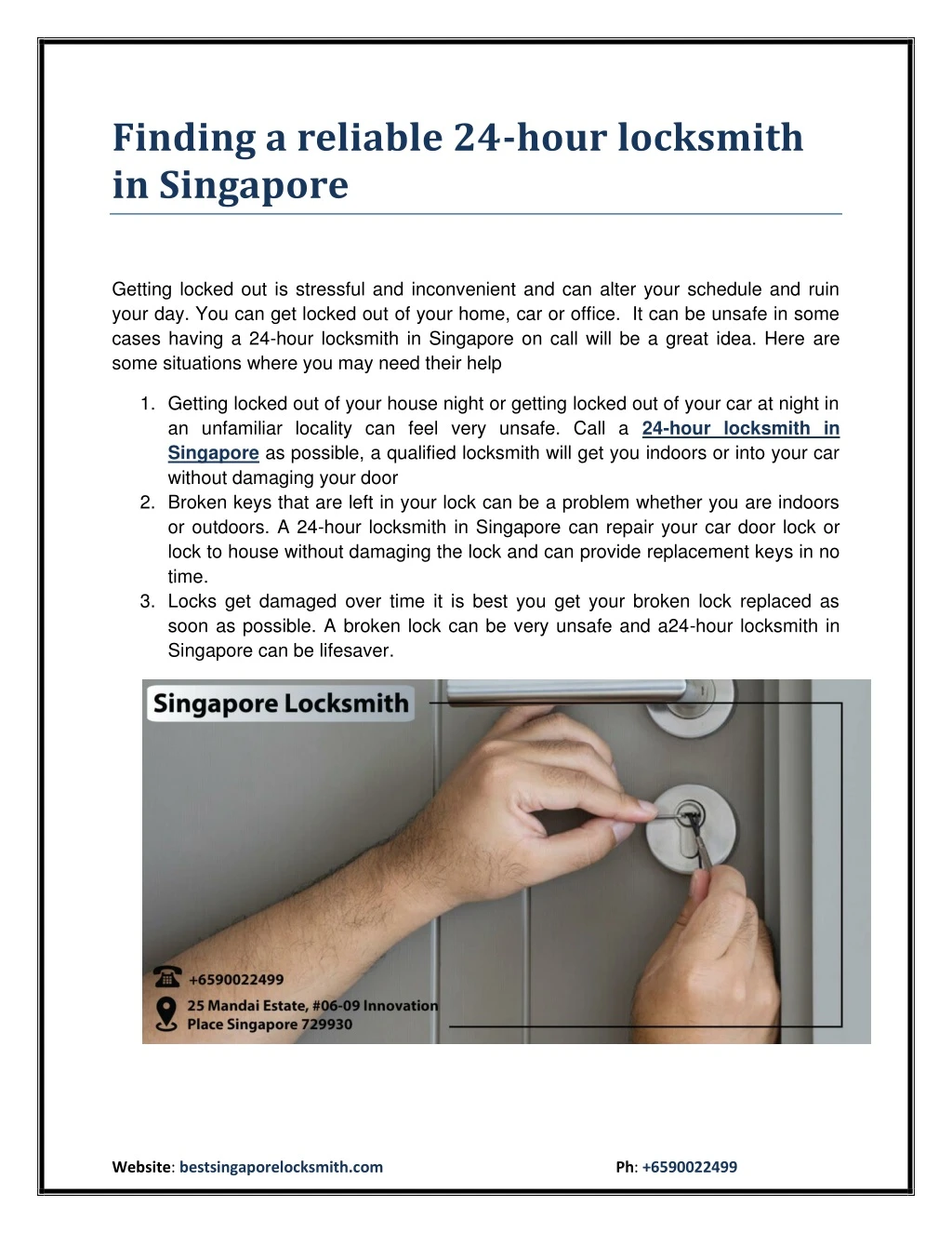 finding a reliable 24 hour locksmith in singapore