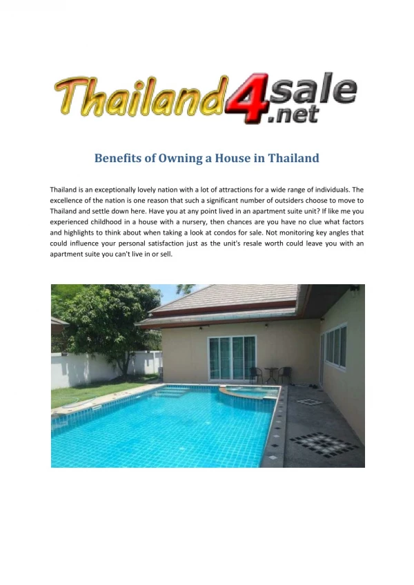 Benefits of Owning a House in Thailand