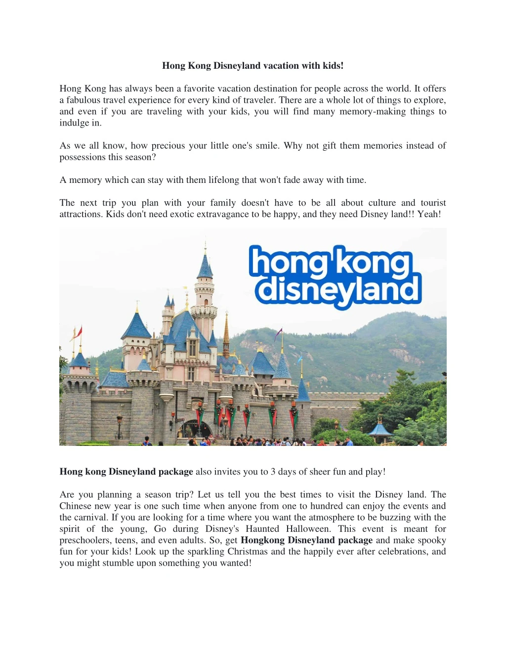 hong kong disneyland vacation with kids