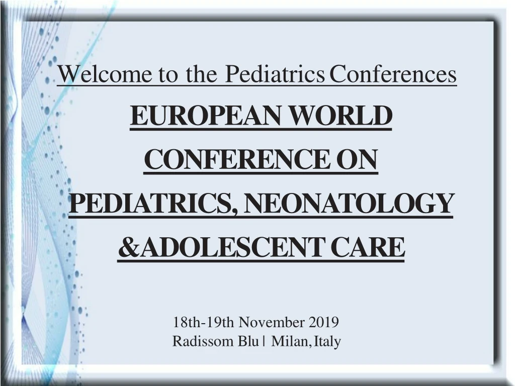welcome to the pediatrics conferences